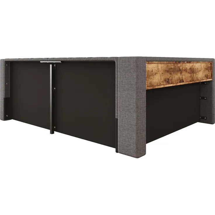 Schlafsofa mit LED-Streifen, Lattenrost, Regal, Rückenlehne, Aufbewahrung, Type-C und USB, 140x200 cm, Polsterbett, Stauraumbett, Tagesbett, Leinen – Bild 6