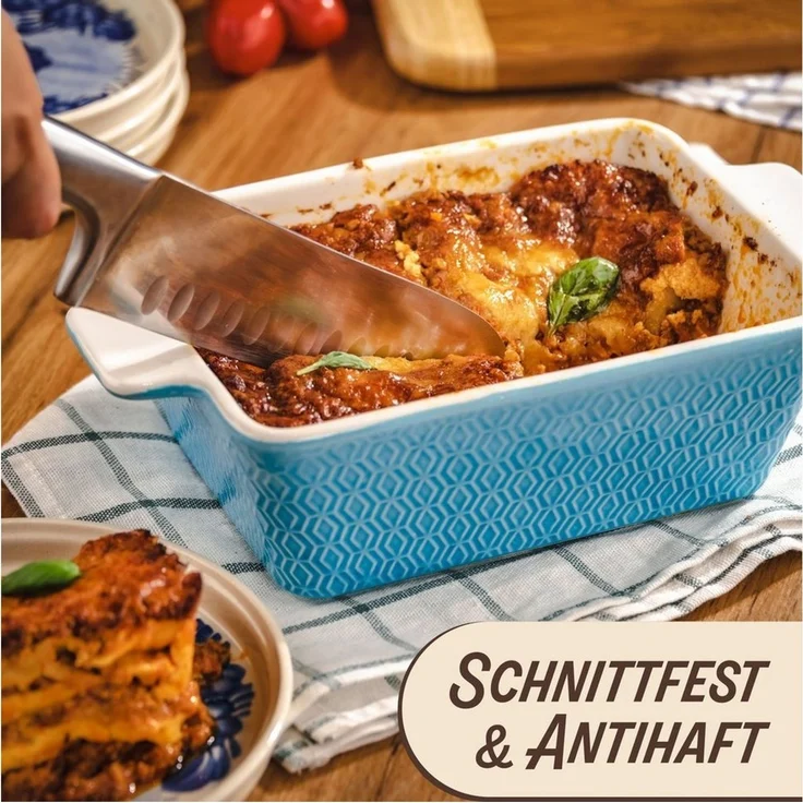Praknu Auflaufform Auflaufform aus Keramik für 2 Personen - Für Lasagne, Tiramisu, Porzellan - Keramik, (1-St), Für 2 Personen Lasagne, Tiramisu & Auflauf - Hoher Rand - Eckig – Bild 2