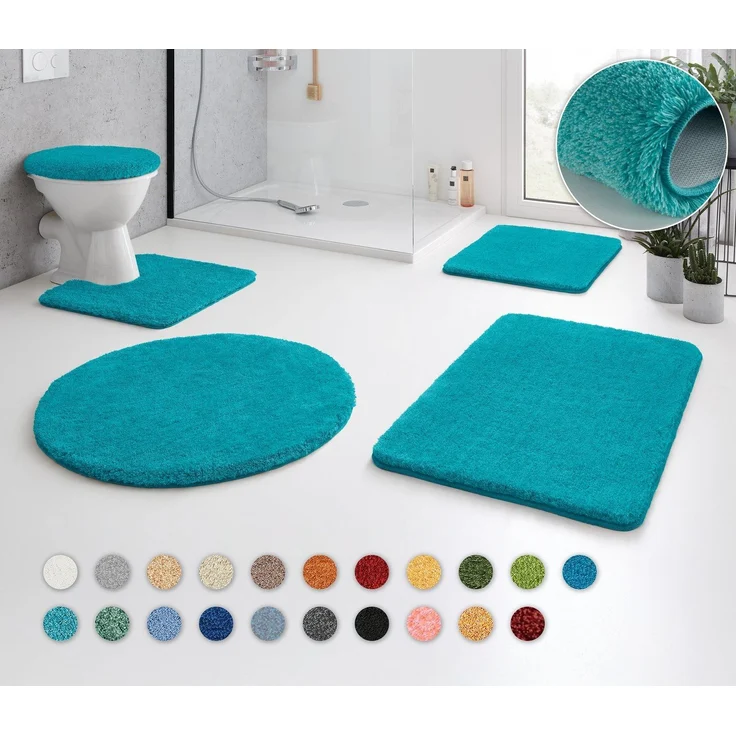 Kleine Wolke Badematte RELAX, Höhe 30 mm, rutschhemmend beschichtet, fußbodenheizungsgeeignet, Polyacryl, quadratisch, WC Vorleger mit Ausschnitt, Badteppich, Uni Farben, rechteckig, rund & als Set erhältlich – Bild 5