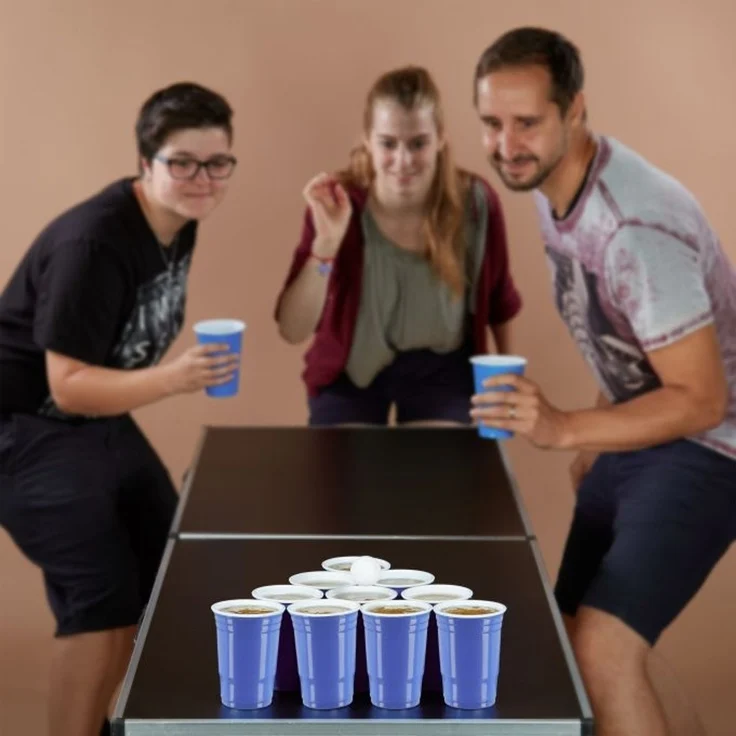 Relaxdays Bier Pong Set, 100 Becher, Kunststoff rot, 473 ml – Bild 5