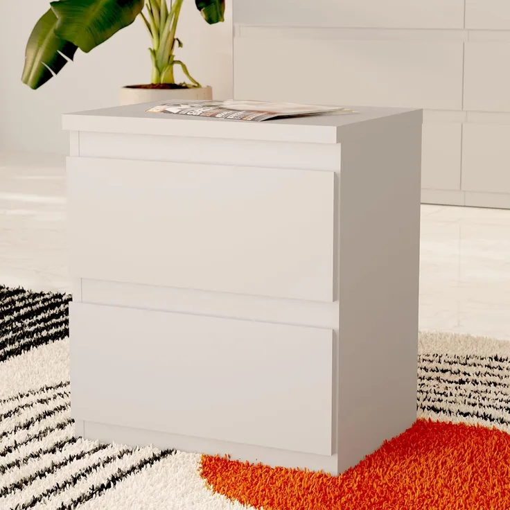 Forte EDMORE Kommode 40 45, moderner Nachttisch mit 2 Schubladen, Beistelltisch, Holzwerkstoff, Secret Grey, 41,8 cm breit x 49,3 cm hoch x 32,2 cm tief