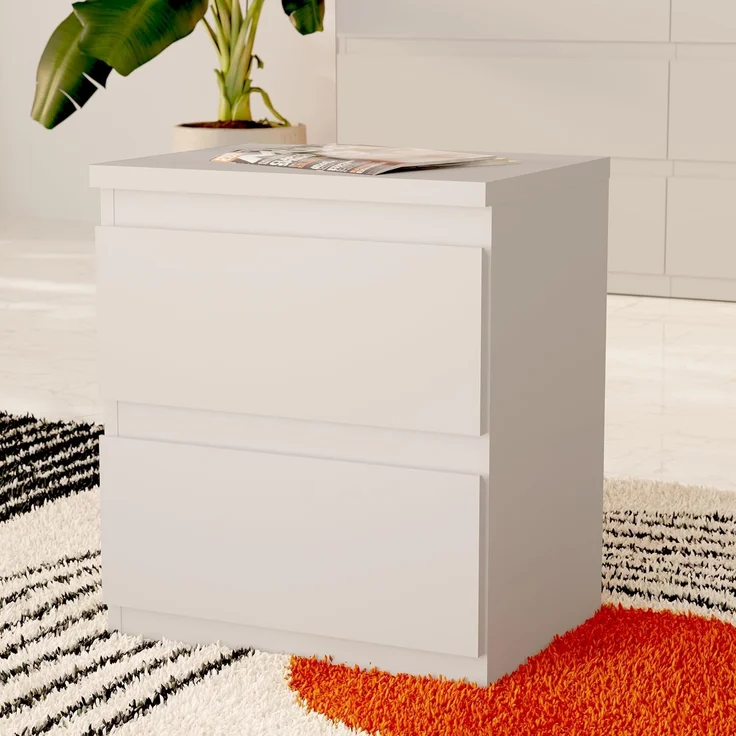 Forte EDMORE Kommode 40 45, moderner Nachttisch mit 2 Schubladen, Beistelltisch, Holzwerkstoff, Secret Grey, 41,8 cm breit x 49,3 cm hoch x 32,2 cm tief