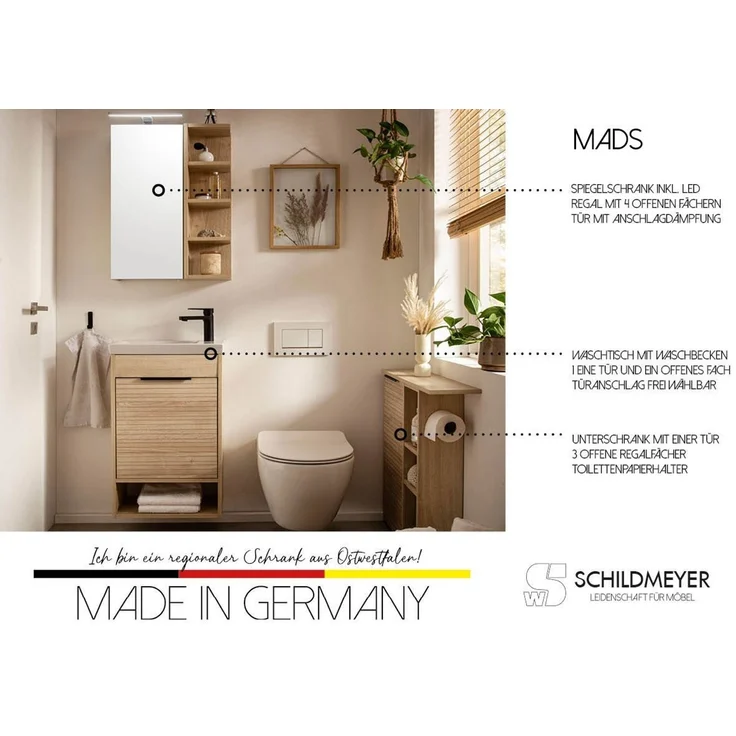 Schildmeyer Seitenschrank Mads, Seitenschrank, Made in Germany, B: 45,5 cm (1-St) Solide Verarbeitung - Dieses Produkt ist in Deutschland gefertigt – Bild 3