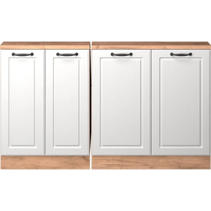 Küchenschrank für Dachschrägen R-Line Weiß Landhaus 140 cm 2er Set Vicco – Bild 4