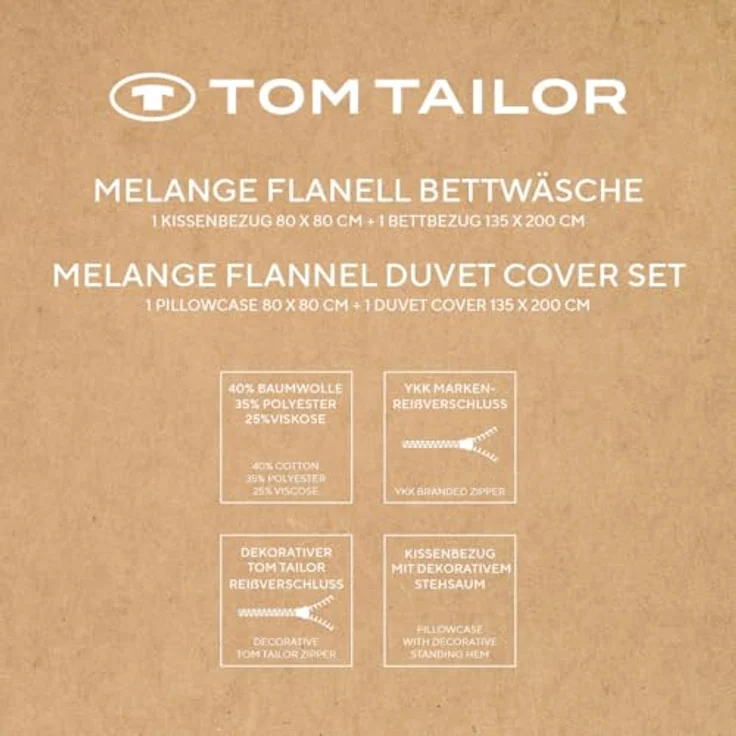 TOM TAILOR HOME Bettwäsche WOVEN MELANGE in Gr. 135x200cm oder 155x220cm, Flanell, 2 teilig, new bedroom, Doppelnaht am Kissen, gewebtes Label – Bild 8
