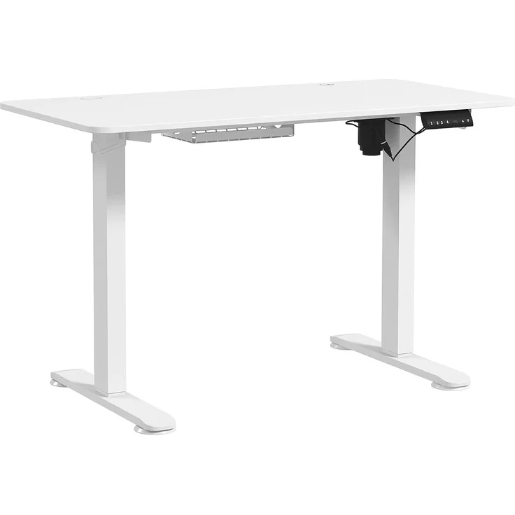 Vinsetto Höhenverstellbarer Schreibtisch Elektrisch 120x60 cm, Weiß | Computertisch, 4 Memory-Steuerung, Ergonomisch Steh-Sitz Tisch, Anti-Kollision, 2 Haken – Bild 1