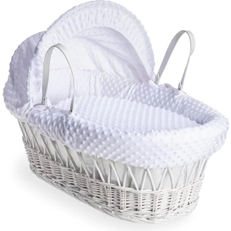 Clair de Lune Dimple Weidenkorb mit Bettwäsche, weiß, 68 x 30 cm (weiß) – Bild 1