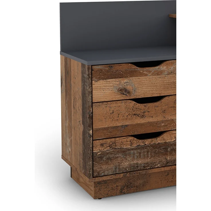 Winkelschreibtisch >BELFAST< in Old-Wood/Anthrazit 129 x 83,5 x 105 cm (BxHxT) – Bild 5