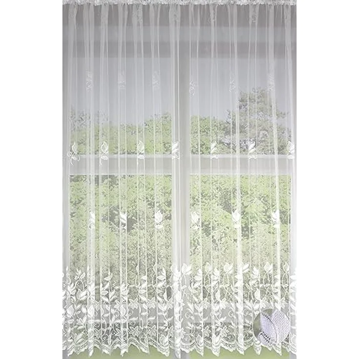 Clever-Kauf-24 Gardine Fertiggardine m. Universalband weiß Edel Jacquard, transparent, Store – Bild 3