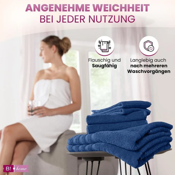 B!HOME Handtücher Set Saunatücher, Duschtücher, Gästehandtücher 100% Baumwolle, (Spar-Set, 8-St), flauschig saugfähig Frottee weich – Bild 2