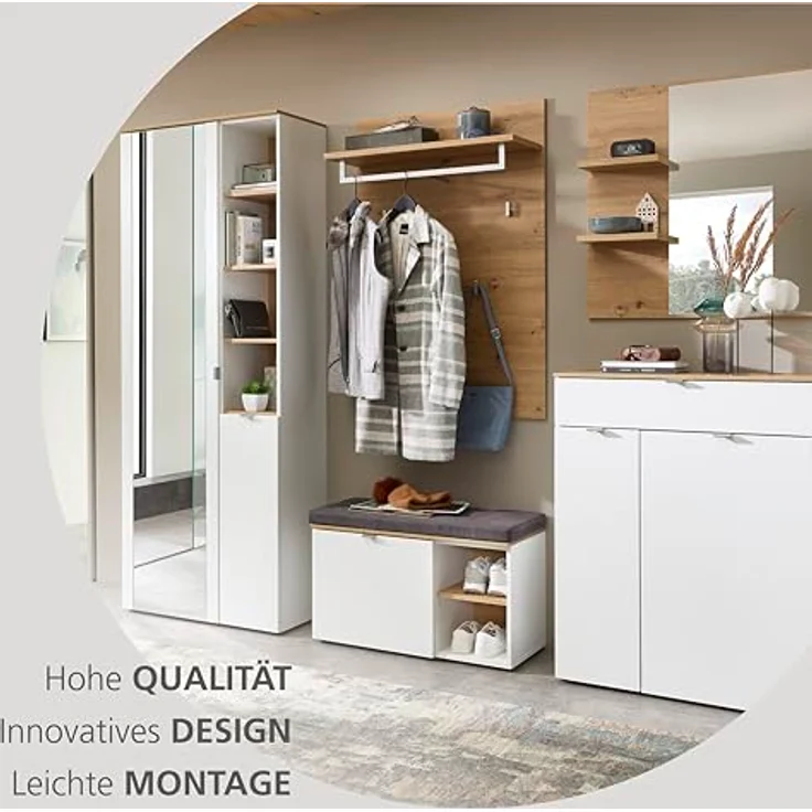 Innostyle Garderobenspiegel in Artisan Eiche Dekor- 78x80x17cm (BxHxT) – Bild 3