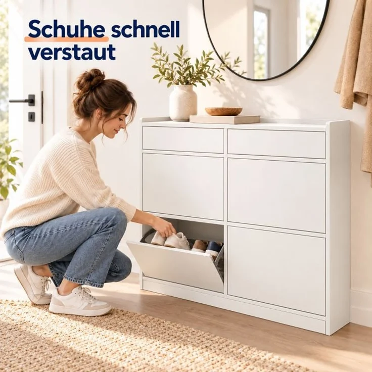 Relaxdays Schuhkipper 4 Schuhfächer & 2 Ablagen – Bild 3