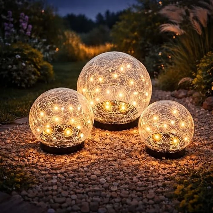 esotec LED Kugelleuchte Echtglas Leuchtkugeln GOLDEN BALLS D=15+12+10cm 3000K warmweiß 102088 – Bild 5