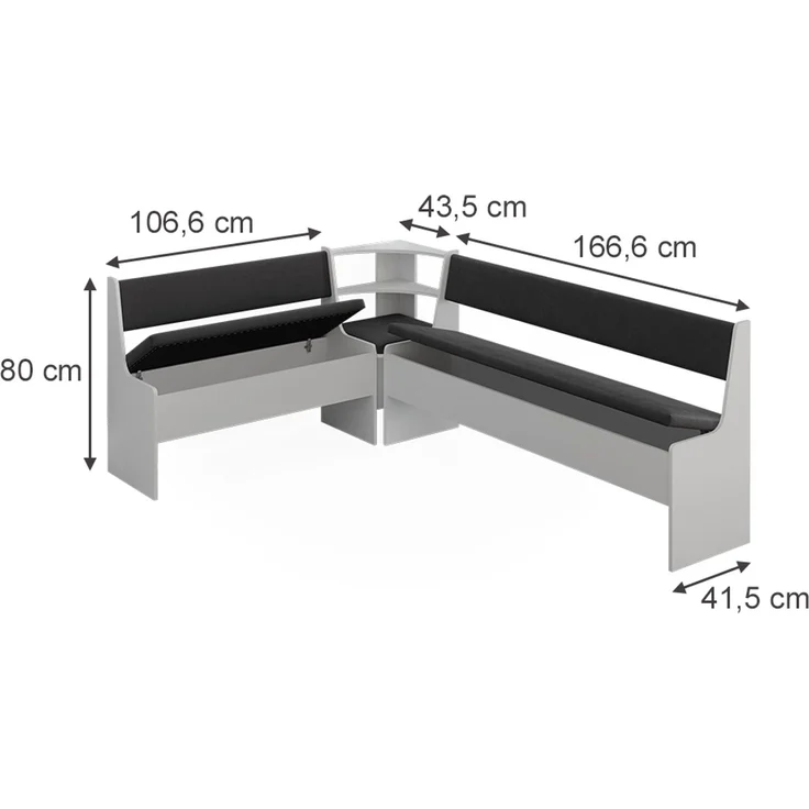 Eckbankgruppe Roman Weiß 150.1x210.1 cm Vicco – Bild 2