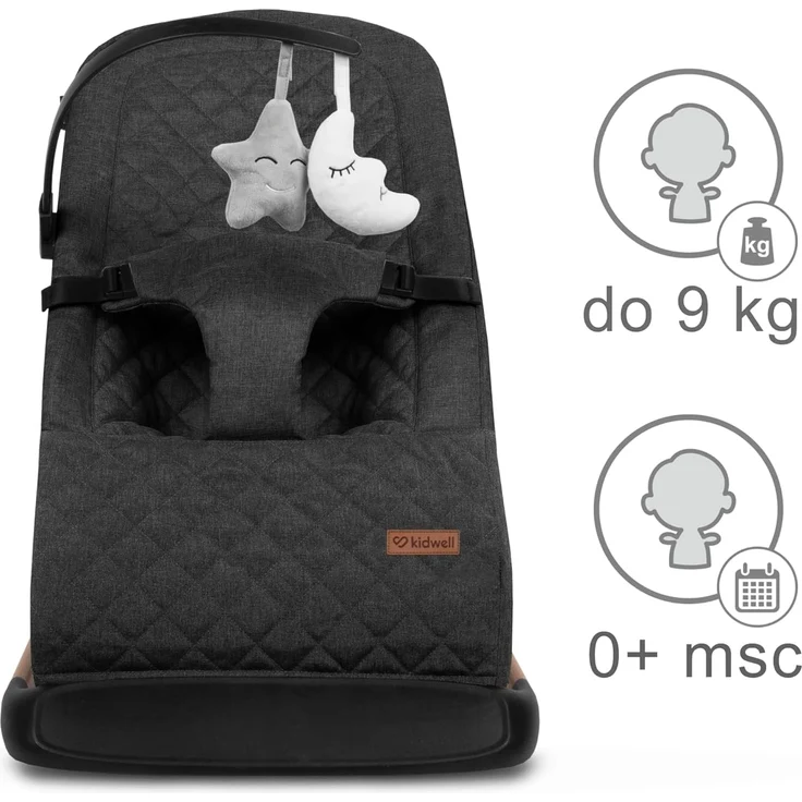 COIL Babywippe – Verstellbare, Ergonomische Baby Wippe ab Geburt bis 9 kg – Tragbare, Schaukelstuhl Baby Babyschaukel mit 3-Punkt-Gurt, Anti-Rutsch-Elementen und abnehmbarem Spielzeug (Schwarz) – Bild 8