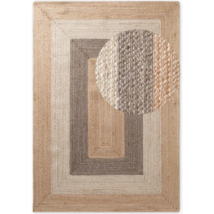 HANSE Home Teppich Juno Fusion Juteteppich, rechteckig, Höhe: 9 mm, Jute, Shape, Handgemacht, Wohnzimmerteppich, Naturteppich, Wohnzimmer – Bild 2