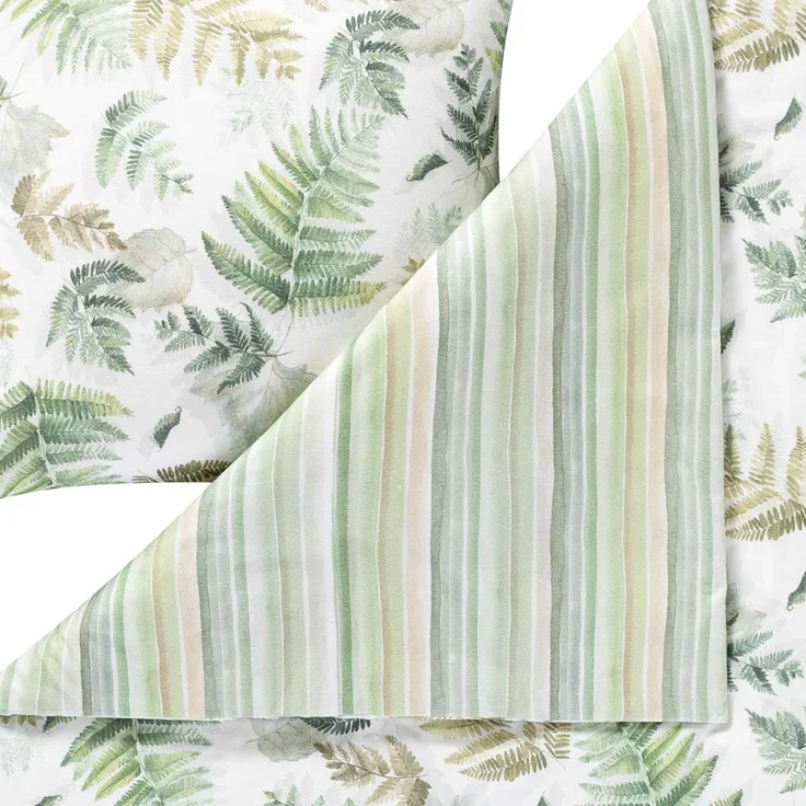 Estella Kuschel Flanell Bettwäsche 155x220 Fern Leaves Blätter Wende grün 4469-530 – Bild 4
