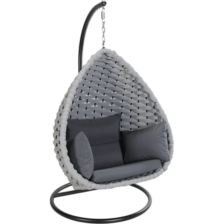HOME DELUXE Hängesessel aus Seilgeflecht CADEIRA Hellgrau - 1-Sitzer – Bild 6