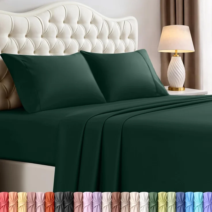 Utopia Bedding Bettwäsche-Set – 4-teiliges Bettwäsche-Set – gebürstete Mikrofaser – schrumpffrei und lichtbeständig – pflegeleicht (voll, Smaragd) – Bild 1