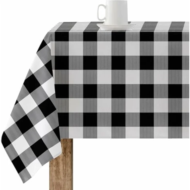 Belum 0120-101, kariert, kariert, 140 x 140 cm, fleckenabweisende Tischdecke, Vichy-Schwarz, Tischdecke aus 100% Bio-Baumwolle – Bild 2