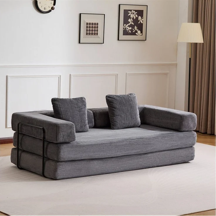Leawin Sofa 4-in-1 Wohnzimmersofa mit Bettfunktion – faltbares Cord Schlafsofa, Bequemes & modernes Schlafsofa aus Cord – ideal für kleine Räume – Bild 5