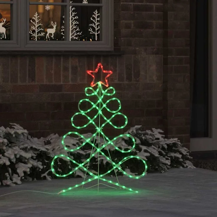 vidaXL Lichterbaum in Weihnachtsbaumform Mehrfarbig 58 x 78 cm PVC 42018958 – Bild 1