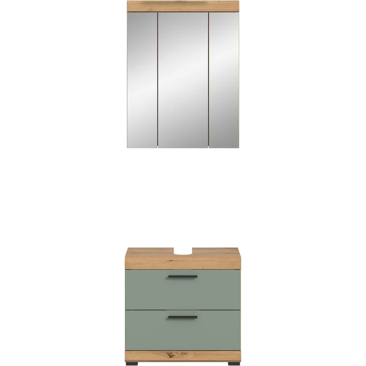 Xonox Scout Badkombination (B/H/T: 60x191x34 cm) in Salbei und Artisan Eiche Nachbildung – Bild 2