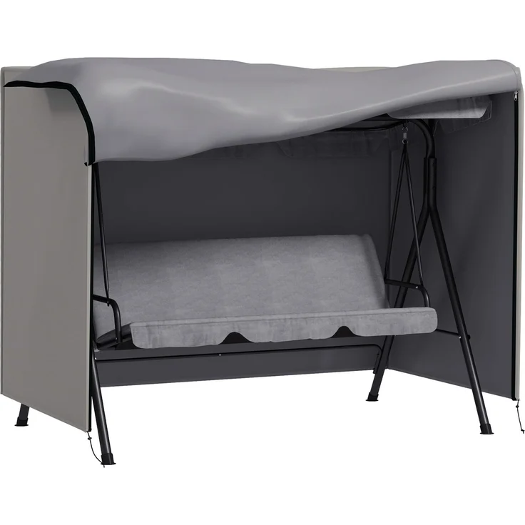 JARDJ Schutzhülle für Gartenschaukel, reißfest, wetterfest, Tex-Lock-System, 205x124x164 cm, Grau – Bild 1
