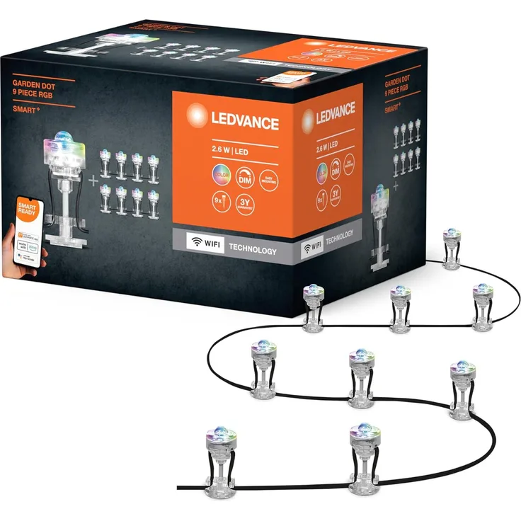 LEDVANCE Wifi SMART+ Outdoor Garden Dot Mini LED Gartenleuchte RGBW mehrfarbig 9 Basis