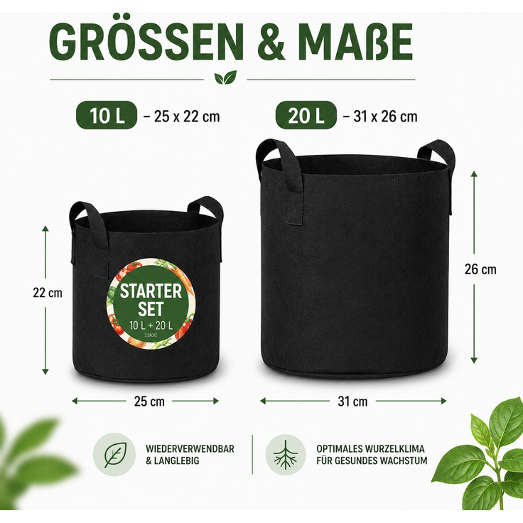 Pflanzsäcke Set Schwarz – Bild 3