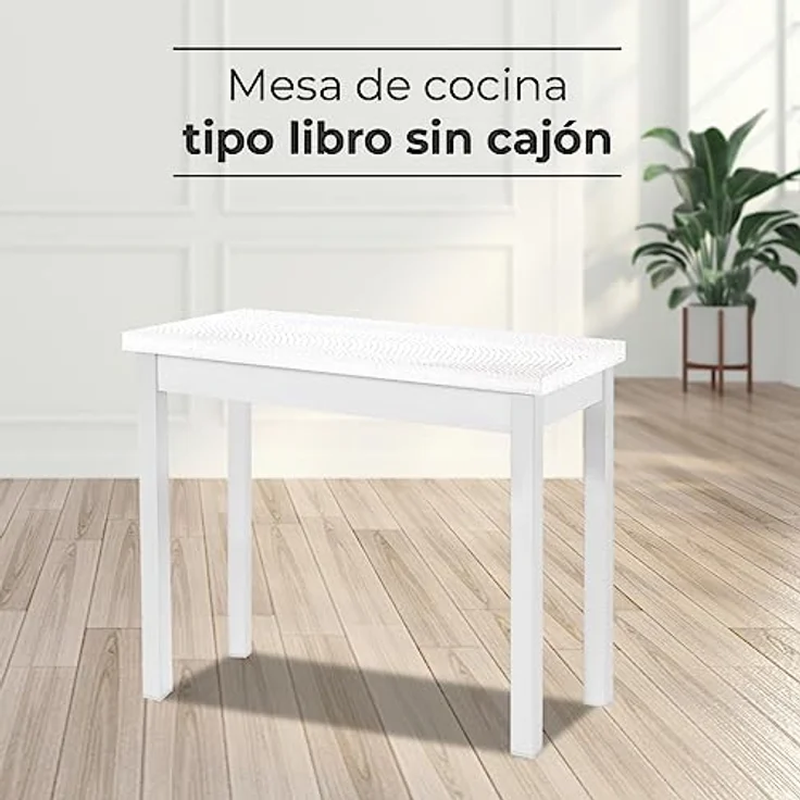 ASTIMESA Küchentisch im Buchstil ohne Schublade und Platte aus laminiertem Holz, Cervino, 80 x 40 cm a 80 x 80 cm – Bild 3