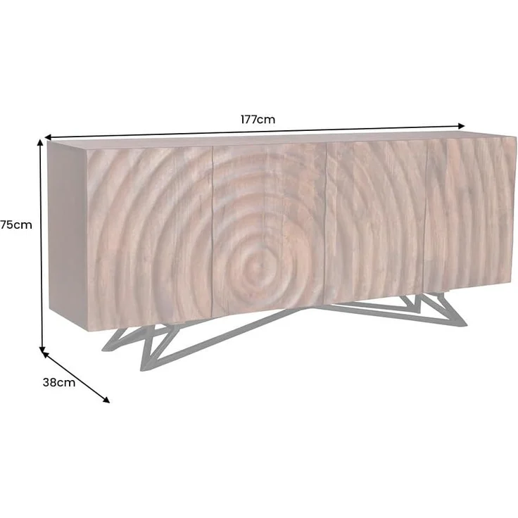 riess-ambiente Lowboard ZEN 180cm braun / schwarz (Einzelartikel, 1 St), Massivholz · Metall · Stauraum · Front Design · handmade · Wohnzimmer – Bild 3