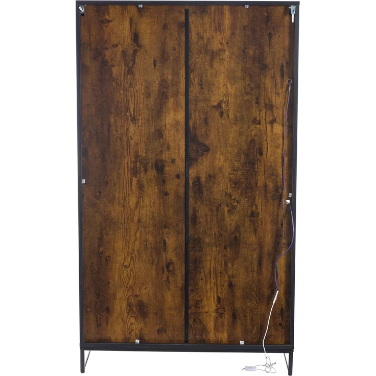 Vitrine aus MDF mit LED-Beleuchtung, 80x40x138 cm, Schwarz mit Holzmaserung – Bild 10