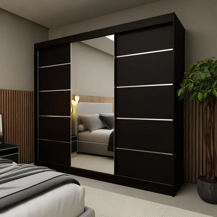 Compleo Schwebetürenschrank mit Spiegel 240 cm breit, Elegant design, Kaschmir
