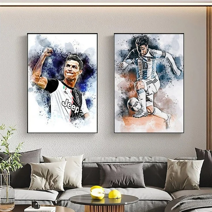 JUSTGOODMOOD Poster Fußballspieler Tor Jubel Lionel Messi und Christiano Ronaldo als Deko, C (1 St) – Bild 2