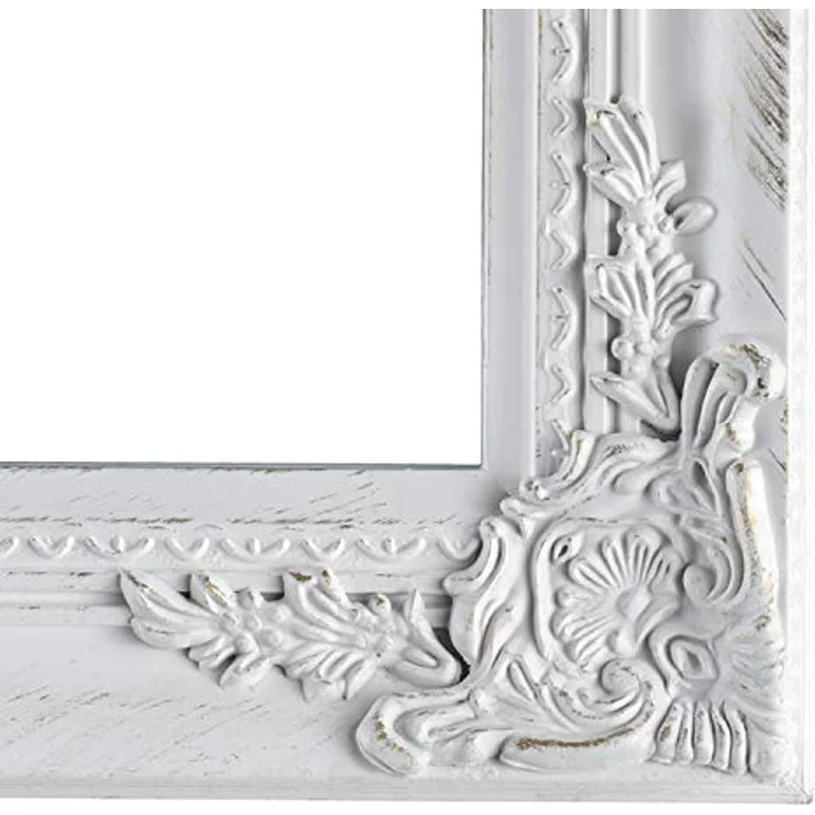 Baroni Home Montemaggi Bodenspiegel mit Verstellbarer Neigung, rechteckiger Spiegel mit weißem Holzrahmen im Shabby-Stil, Spiegel für Schlafzimmer und Wohnzimmer, 50x160 cm – Bild 3