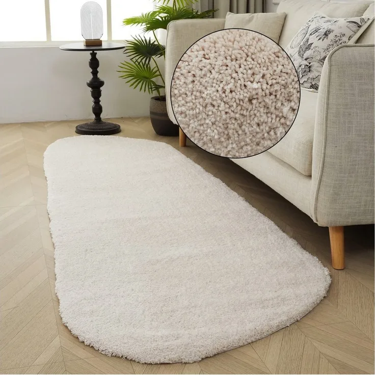 LeGer Home by Lena Gercke Hochflor-Teppich Halrum, einfarbig, besondere Form, modern, U-förmig, Höhe: 25 mm, organische Form, bean shape, kuschelig, Wohnzimmer, Schlafzimmer