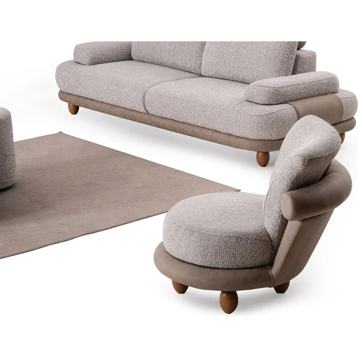 Sitzgruppe/Sofa Set - Wohnzimmergarnitur "Magnolia" 3+3+1 + Hocker-Beige – Bild 13