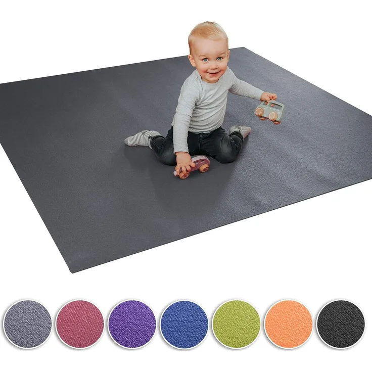Wunschkind® Krabbelmatte | Krabbelunterlage | Made in Germany | Anti-Rutsch | Öko-Tex 100 | 240x200 cm Grau