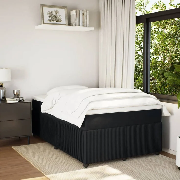 vidaXL Boxspringbett mit Matratze Schwarz 120x200 cm Samt 3285634 – Bild 3