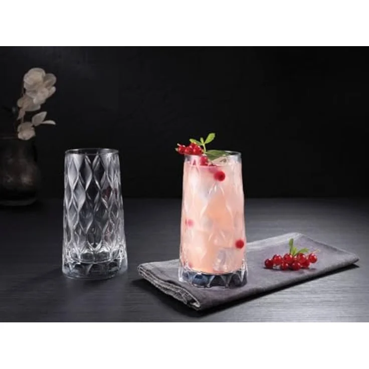 Pasabahce Gläser-Set Leafy Longdrinkglas, 4-tlg, Glas, 450 ml, 3er Set für stilvolle Drinks & Alltag – Bild 3