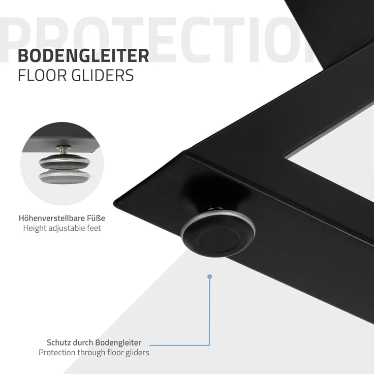 ML-DESIGN Tischbein 2er Set Tischgestell Tischkufen Möbelfüße aus Stahl Industriedesign, Kufengestell X-Form Schwarz für Esstisch/Schreibtisch DIY-Projekte – Bild 4