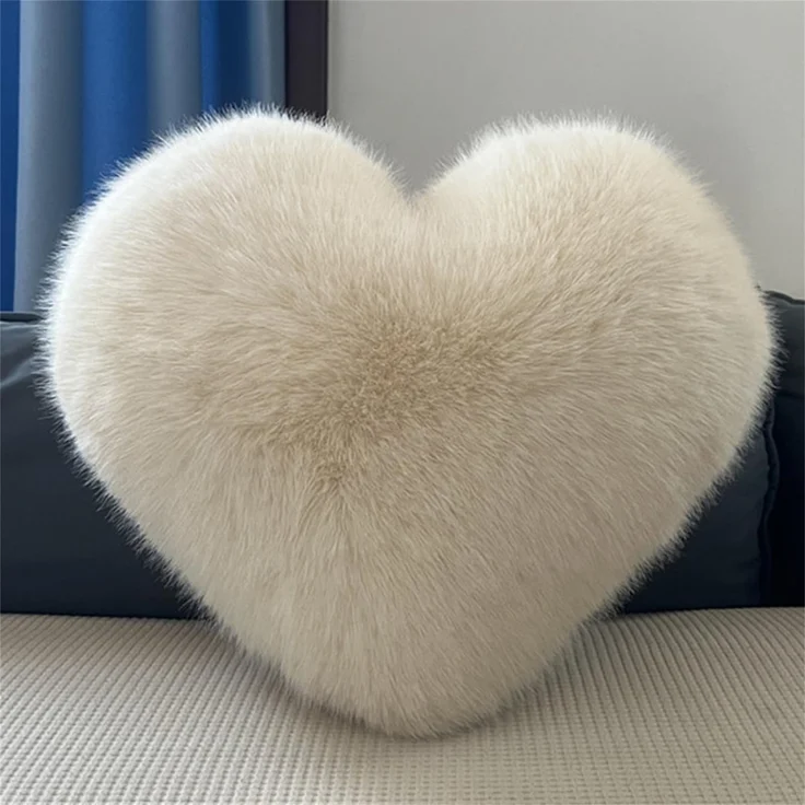 Herzkissen Dekokissen Zierkissen Herz Kissen Kinderzimmer Decor Herzform Dekokissen Kopfkissen Kissen Zierkissen Plüsch Kinderkissen für Kinderzimmer Sofa Dekoration (Beige,35x40 cm) – Bild 1