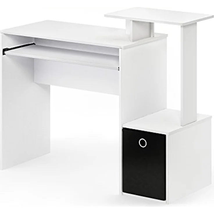 Furinno Econ Mehrzweck Home Office Computer Schreibtisch mit Ablage und Einschub, holz, Weiß/schwarz, 40. 01x40. 01x86. 61 cm – Bild 2