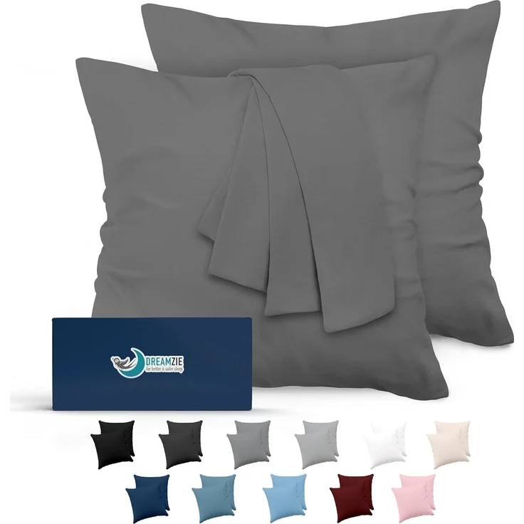 Kissenbezug 80x80 Anthrazit 2er Set Mikrofaser Oeko-TEX Zertifiziert Dreamzie - Kopfkissenbezug 80x80 Weich