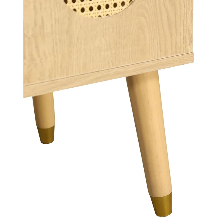 Waschtischunterschrank 61 x 47 x 89 cm mit Keramikwaschbecken, Rattantüren und Ablageböden – Bild 9