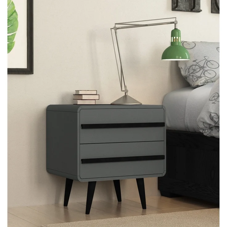 Nachtkommode >Oskar< in Grau - 51x54x39cm (BxHxT) – Bild 3