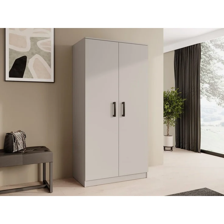 Beautysofa Kleiderschrank TREND 2-türig mit Selbsteinzug, Kleiderstange und 5 Einlegeböden (verschiedene Farben, mit oder ohne Schubladen) – Bild 1