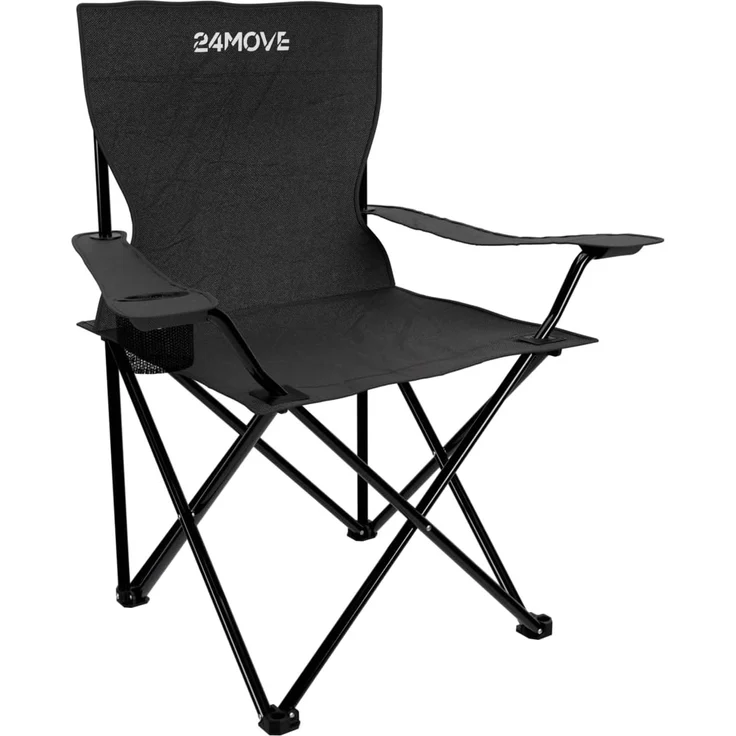 24Move Campingstuhl 24MOVE® Campingstuhl, 2er Set, Anglerstuhl, Getränkehalter, schwarz, mit Tragetasche, schwarz, Klappstuhl, bis 100kg belastbar – Bild 10