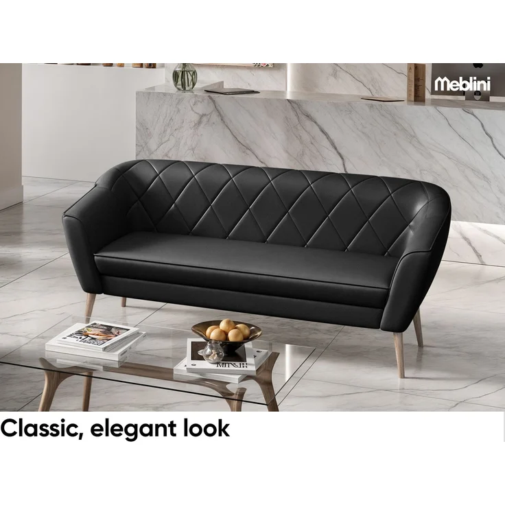 MEBLINI Sofa-Set GISELA 3+1+1 - Beige Kunstleder - für Wohnzimmer - Mini Lounge für fünf Personen - Küchensofa - Sofa Klein - Sitzgarnitur - Polstergarnitur - Sofagarnituren – Bild 3